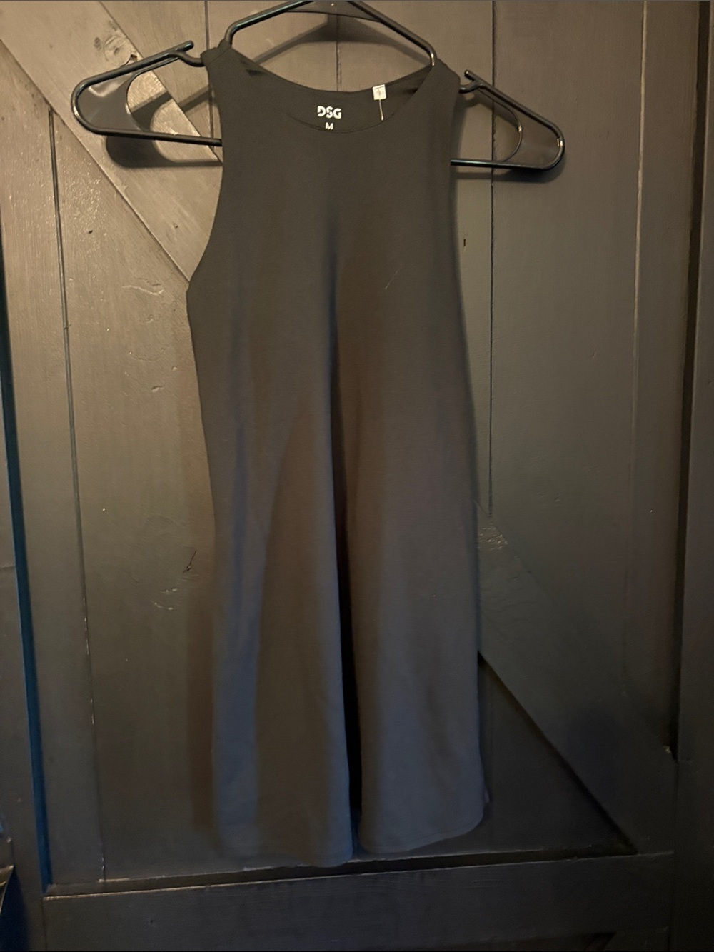 DSG Black High-Neck Sleeveless A-Line Dress